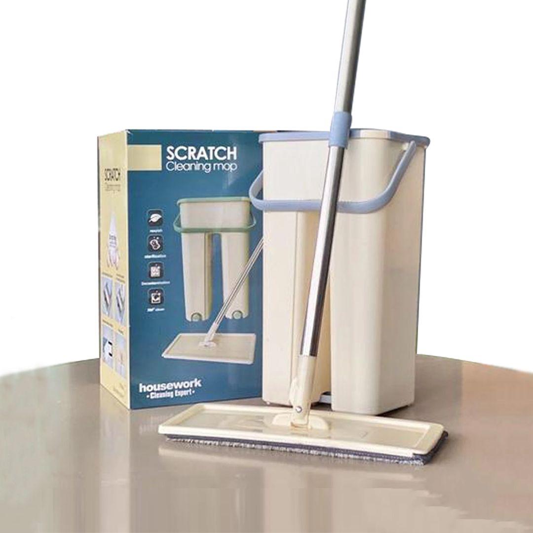 Scratch Cleaning Mop with 2 in 1 Self Clean Wash Dry Hands Free Flat Mop