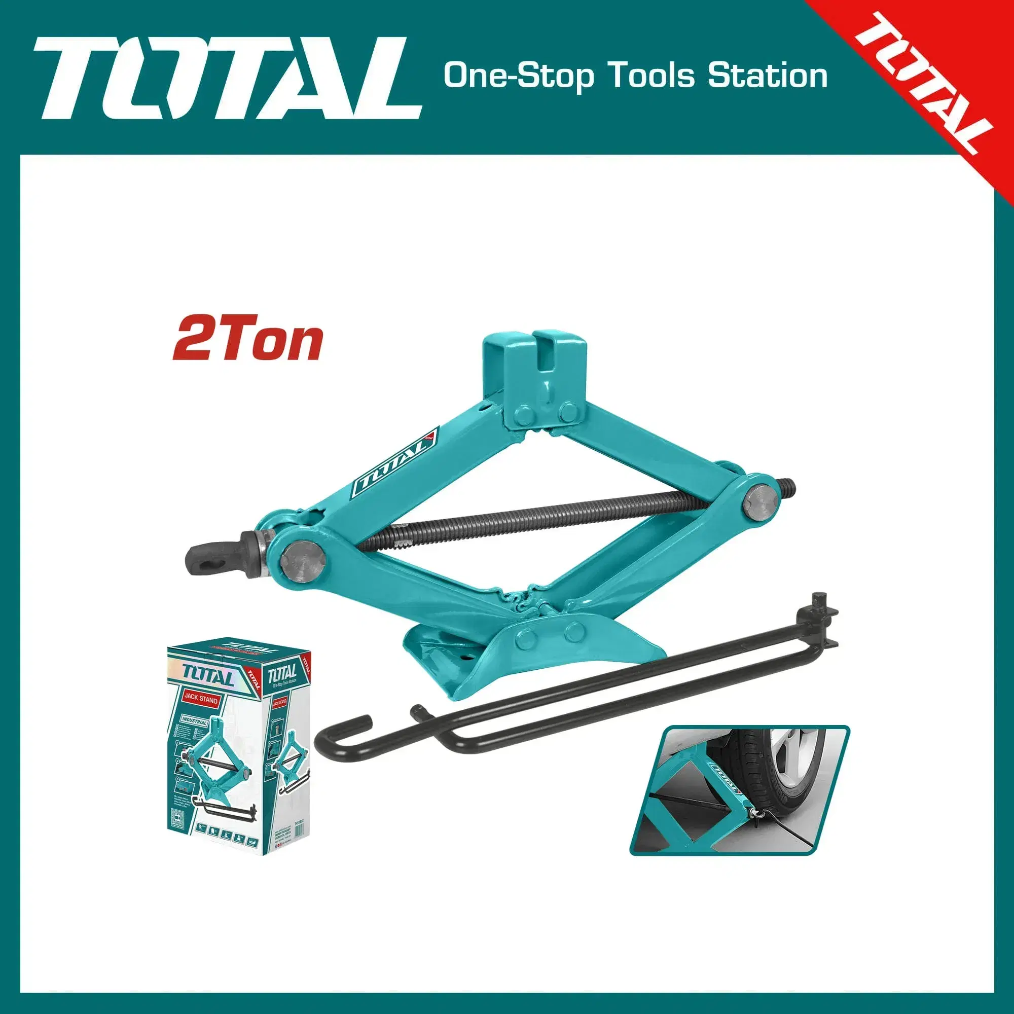 TOTAL THT101021 2‑Ton Scissor Car Jack – Safe and Easy Lifting