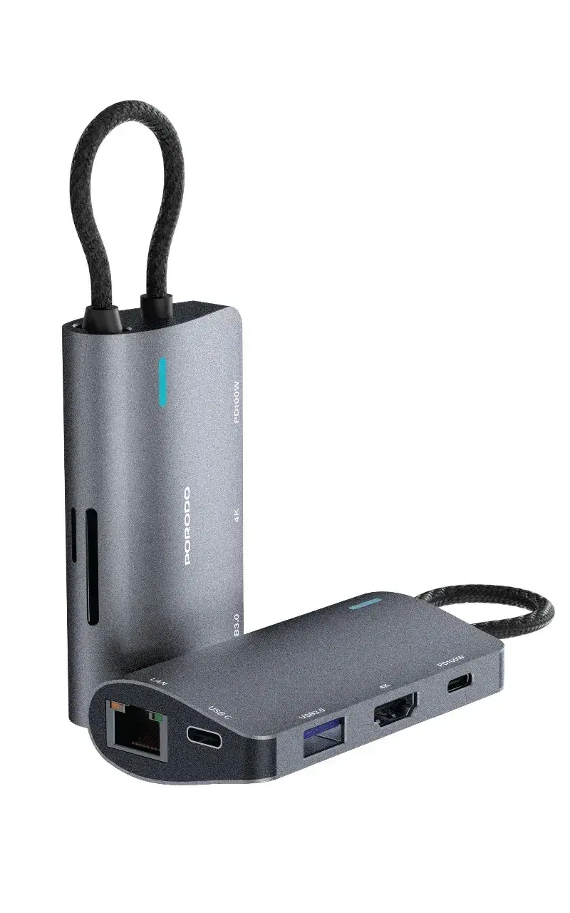 Porodo 7-in-1 Multi-Port USB-C Hub – All in One