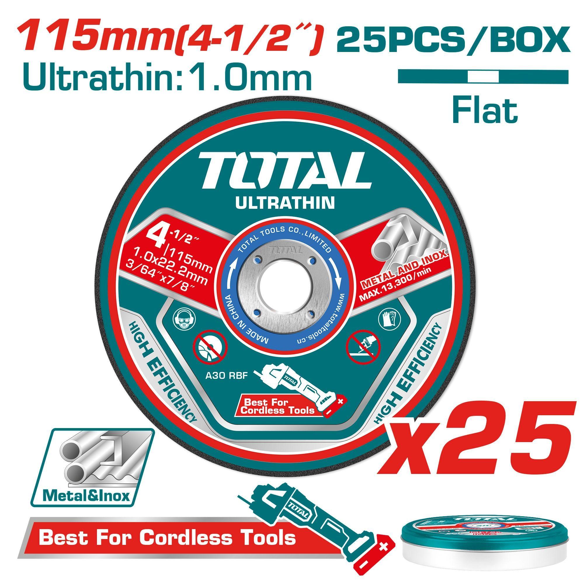 TOTAL 4.5″ Cutting Disc Set – 25 Pieces (TAC11011525)