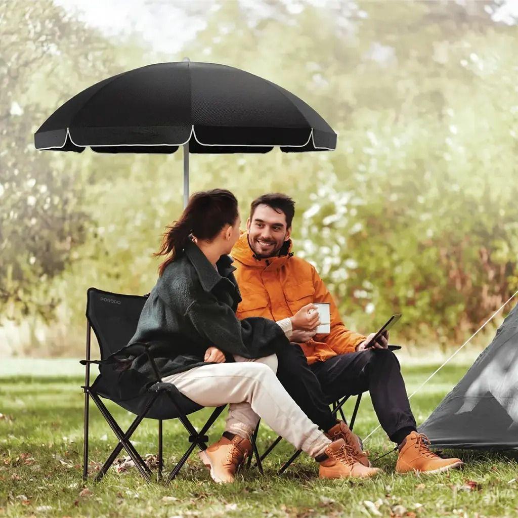 PorodoPDLFSTCH21BK Lifestyle Campshade Camping Dual Chair – Comfort & Shade for Your Outdoor Trips